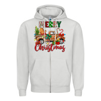 Dove Grey merry christmas gingerbread truck Zipper Hoodie - texasbilliewilder
