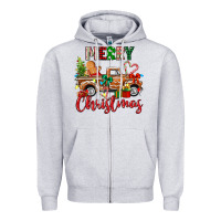 Heather Grey merry christmas gingerbread truck Zipper Hoodie - texasbilliewilder