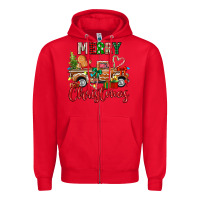 Red merry christmas gingerbread truck Zipper Hoodie - texasbilliewilder