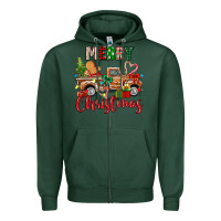 Sports Green merry christmas gingerbread truck Zipper Hoodie - texasbilliewilder