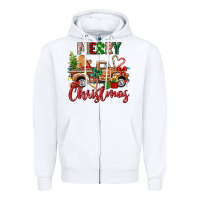 White merry christmas gingerbread truck Zipper Hoodie - texasbilliewilder