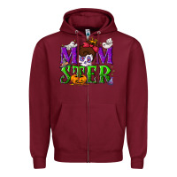 Burgundy Momster Halloween Zipper Hoodie - NancyCooperArtShop