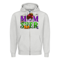 Dove Grey Momster Halloween Zipper Hoodie - NancyCooperArtShop