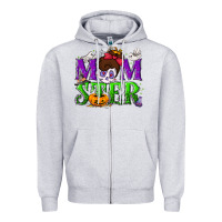 Heather Grey Momster Halloween Zipper Hoodie - NancyCooperArtShop