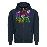 Navy Momster Halloween Zipper Hoodie - NancyCooperArtShop