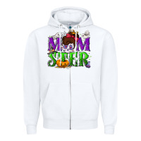 White Momster Halloween Zipper Hoodie - NancyCooperArtShop