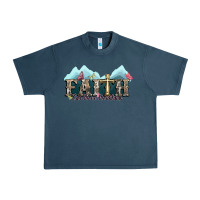 Midnight Navy faith can move mountains cross Urban Heavy Tee - NancyCooperArtShop