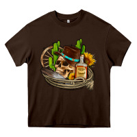 Chocolate Brown cowboy cactus  sunflowers whiskey Heavy Core Tee - AdoDesignShop