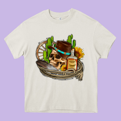 Cowboy Cactus  Sunflowers Whiskey Heavy Core Tee Designed By Adodesignshop