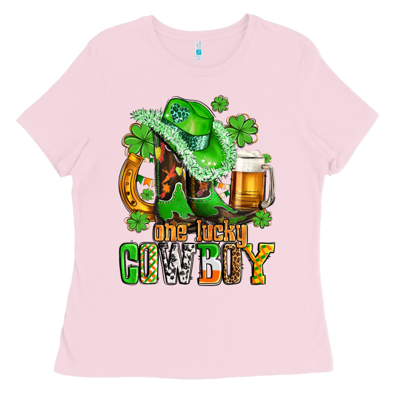 One Lucky  Cowboy With Hat And Boots Ladies Tee by AdoDesignShop | Teevron