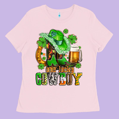 One Lucky  Cowboy With Hat And Boots Ladies Tee Designed By Adodesignshop