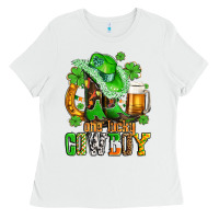 White one lucky  cowboy with hat and boots Ladies Tee - AdoDesignShop