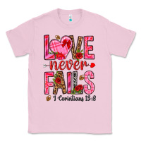 Bubblegum Pink love never fails i corintians 13 8 Classic Tee - NancyCooperArtShop