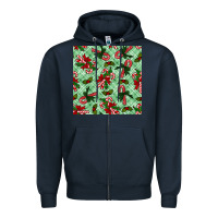 Navy Christmas candy cane Zipper Hoodie - NancyCooperArtShop