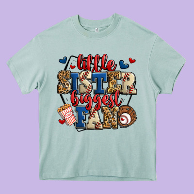 Little Sister Biggest Fan Baseball Heavy Core Tee Designed By Jasminsmagicworld