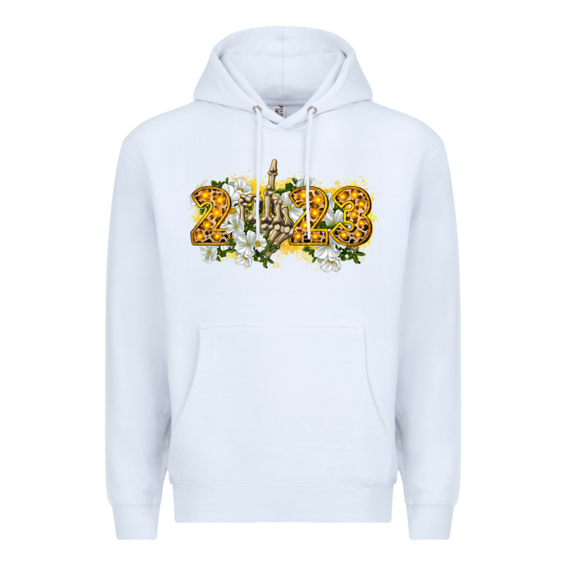 2023 Skeleton Middle Finger New Year Premium Hoodie by CowGirlArtShop | Teevron