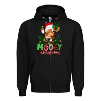 Black Mooey Christmas Zipper Hoodie - texasbilliewilder
