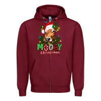 Burgundy Mooey Christmas Zipper Hoodie - texasbilliewilder