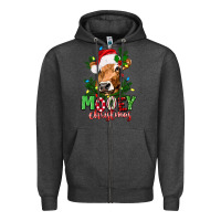 Charcoal Heather Mooey Christmas Zipper Hoodie - texasbilliewilder