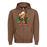 Chestnut Mooey Christmas Zipper Hoodie - texasbilliewilder