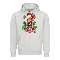 Dove Grey Mooey Christmas Zipper Hoodie - texasbilliewilder