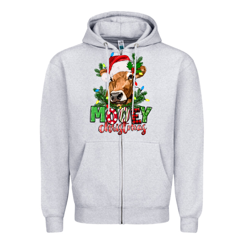 Mooey Christmas Zipper Hoodie by texasbilliewilder | Teevron