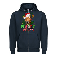 Navy Mooey Christmas Zipper Hoodie - texasbilliewilder