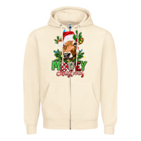 Sandshell Mooey Christmas Zipper Hoodie - texasbilliewilder