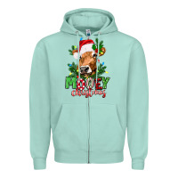 Seafoam Mooey Christmas Zipper Hoodie - texasbilliewilder