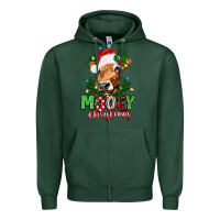 Sports Green Mooey Christmas Zipper Hoodie - texasbilliewilder