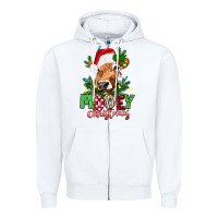 White Mooey Christmas Zipper Hoodie - texasbilliewilder