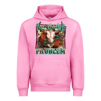 Fuchsia Pink Somebody's Problem Bull Skull Urban Hoodie - FaDigitalArtStudio