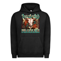 Pigment Black Somebody's Problem Bull Skull Urban Hoodie - FaDigitalArtStudio