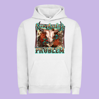 Somebody's Problem Bull Skull Urban Hoodie Designed By Fadigitalartstudio