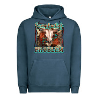 Pigment Midnight Navy Somebody's Problem Bull Skull Urban Hoodie - FaDigitalArtStudio