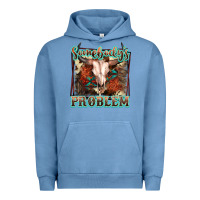 Pigment Pebble Blue Somebody's Problem Bull Skull Urban Hoodie - FaDigitalArtStudio