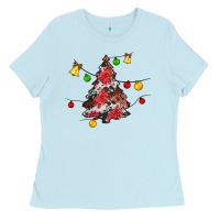 Baby Blue Christmas trees lights Ladies Tee - JahusDesignShop
