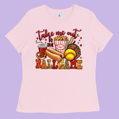 Take Me Out To The Ball Game Softball Ladies Tee Designed By Jasminsmagicworld