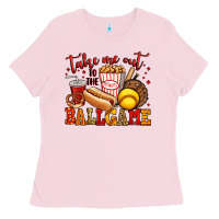 Bubblegum Pink take me out to the ball game softball Ladies Tee - Jasminsmagicworld