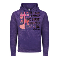 Cloud Purple we love because he first loved us Vintage Hoodie - MaliasSmallBusiness