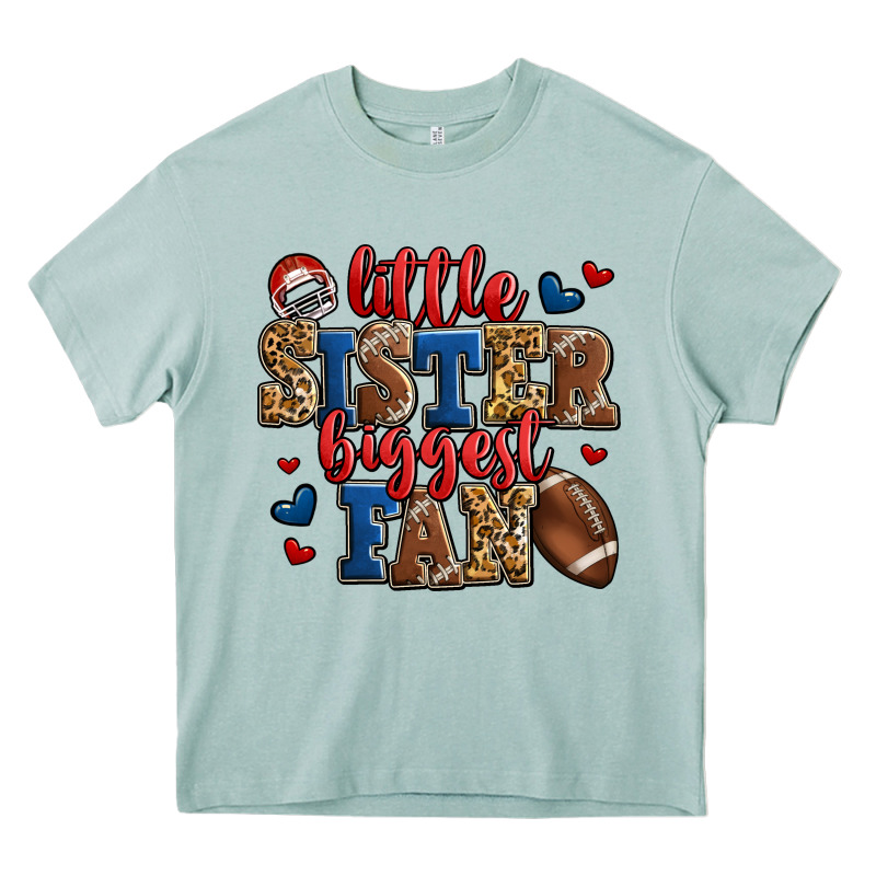Little Sister Biggest Fan American Football Heavy Core Tee by Jasminsmagicworld | Teevron