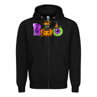 Black Boo Halloween Zipper Hoodie - NancyCooperArtShop