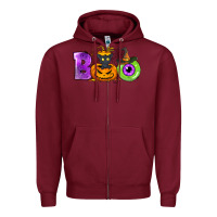 Burgundy Boo Halloween Zipper Hoodie - NancyCooperArtShop