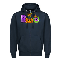 Navy Boo Halloween Zipper Hoodie - NancyCooperArtShop