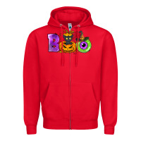 Red Boo Halloween Zipper Hoodie - NancyCooperArtShop