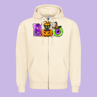 Boo Halloween Zipper Hoodie Designed By Nancycooperartshop