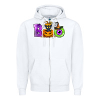 White Boo Halloween Zipper Hoodie - NancyCooperArtShop