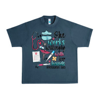 Midnight Navy she works willingly with her hands Urban Heavy Tee - MaliasSmallBusiness