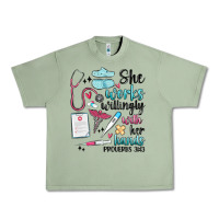 Oil Green she works willingly with her hands Urban Heavy Tee - MaliasSmallBusiness