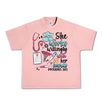 Salmon she works willingly with her hands Urban Heavy Tee - MaliasSmallBusiness